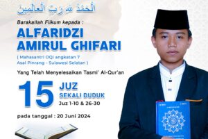Tasmi Qur’an 15 juz Sekali Duduk Ananda Al-Faridzi Amirul Ghifari