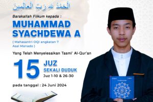 Tasmi Qur’an 15 juz Sekali Duduk Ananda Muhammad Syachdewa